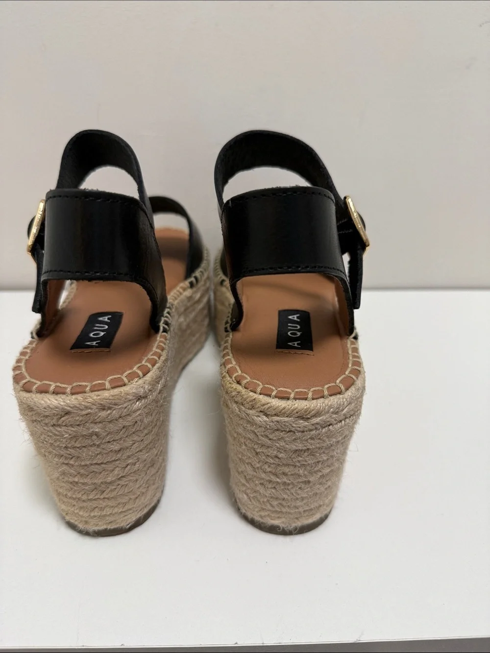 Aqua Rowan Platform Espadrille Sandals  Ankle Strap black sz 7.5